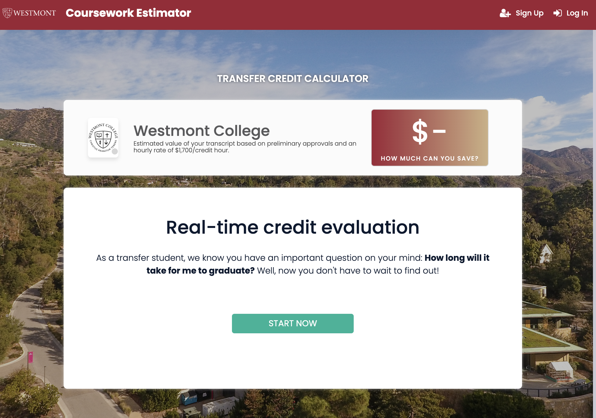 transfer credit calculator screenshot
