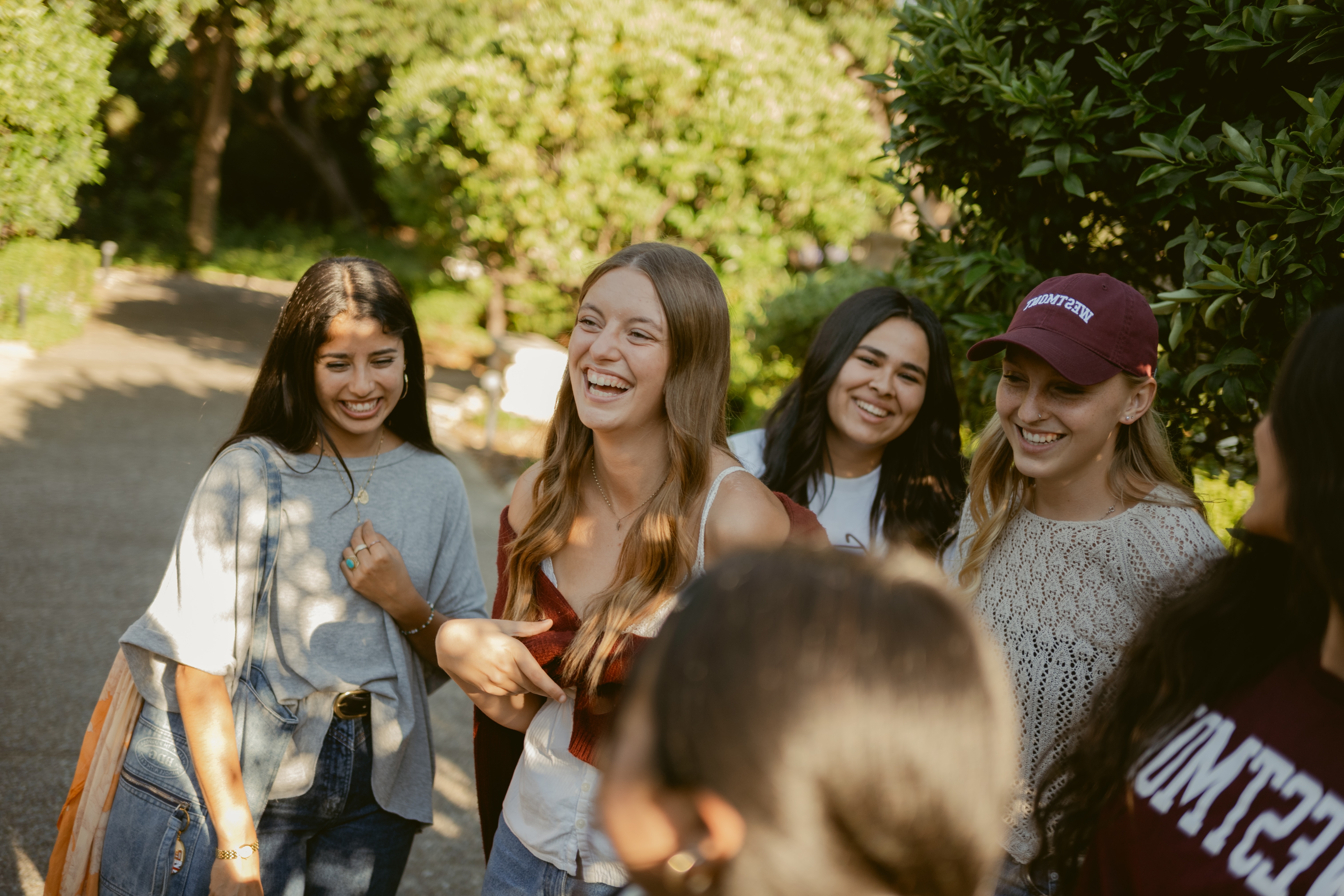 westmont students laughing and walking together