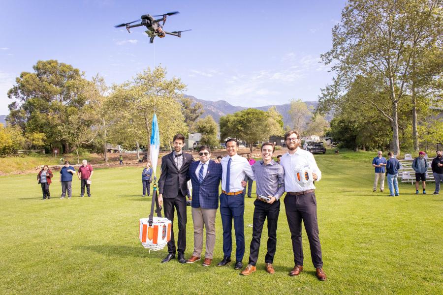 Westmont engineering students with their final projects