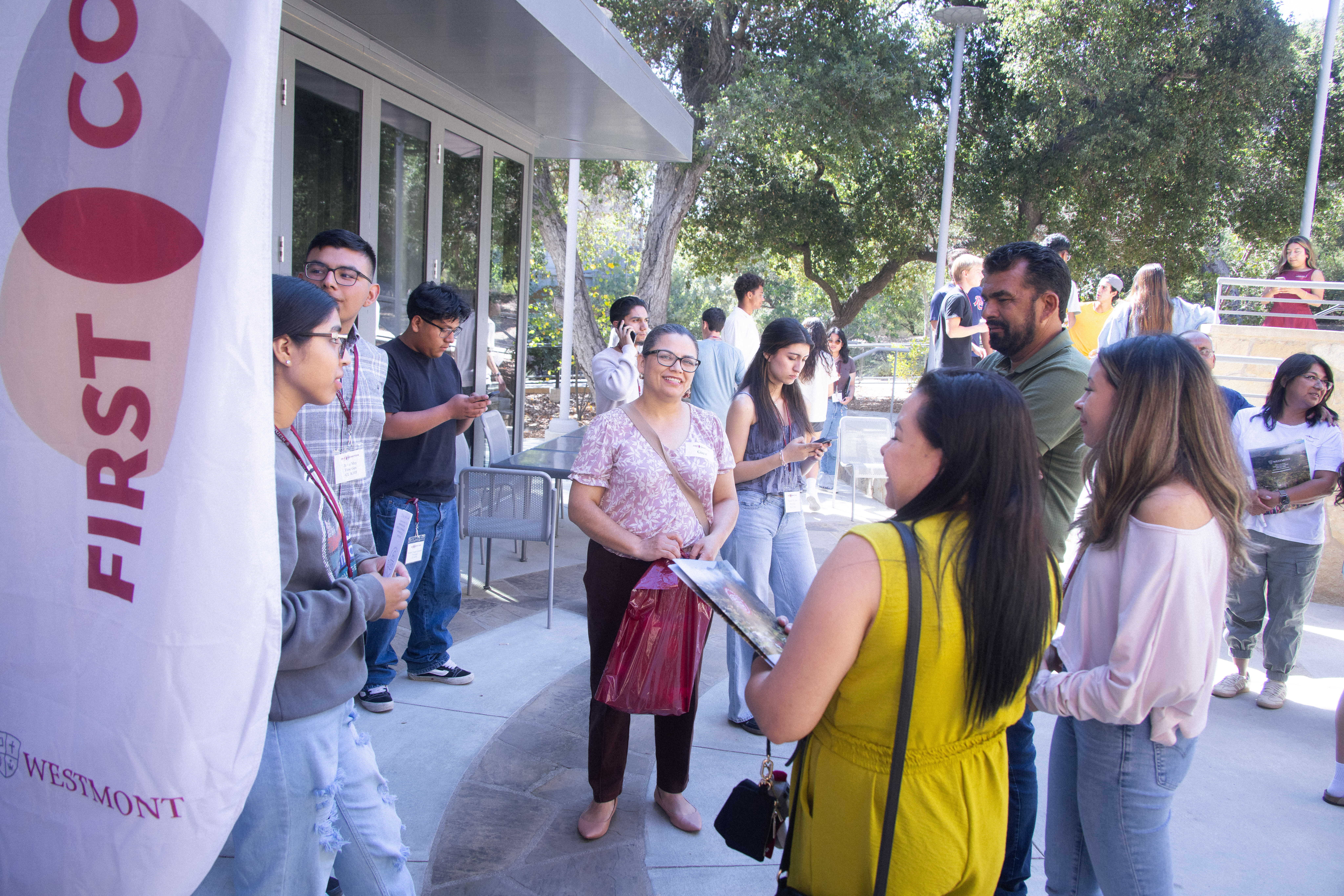 westmont students conversing during first connections event