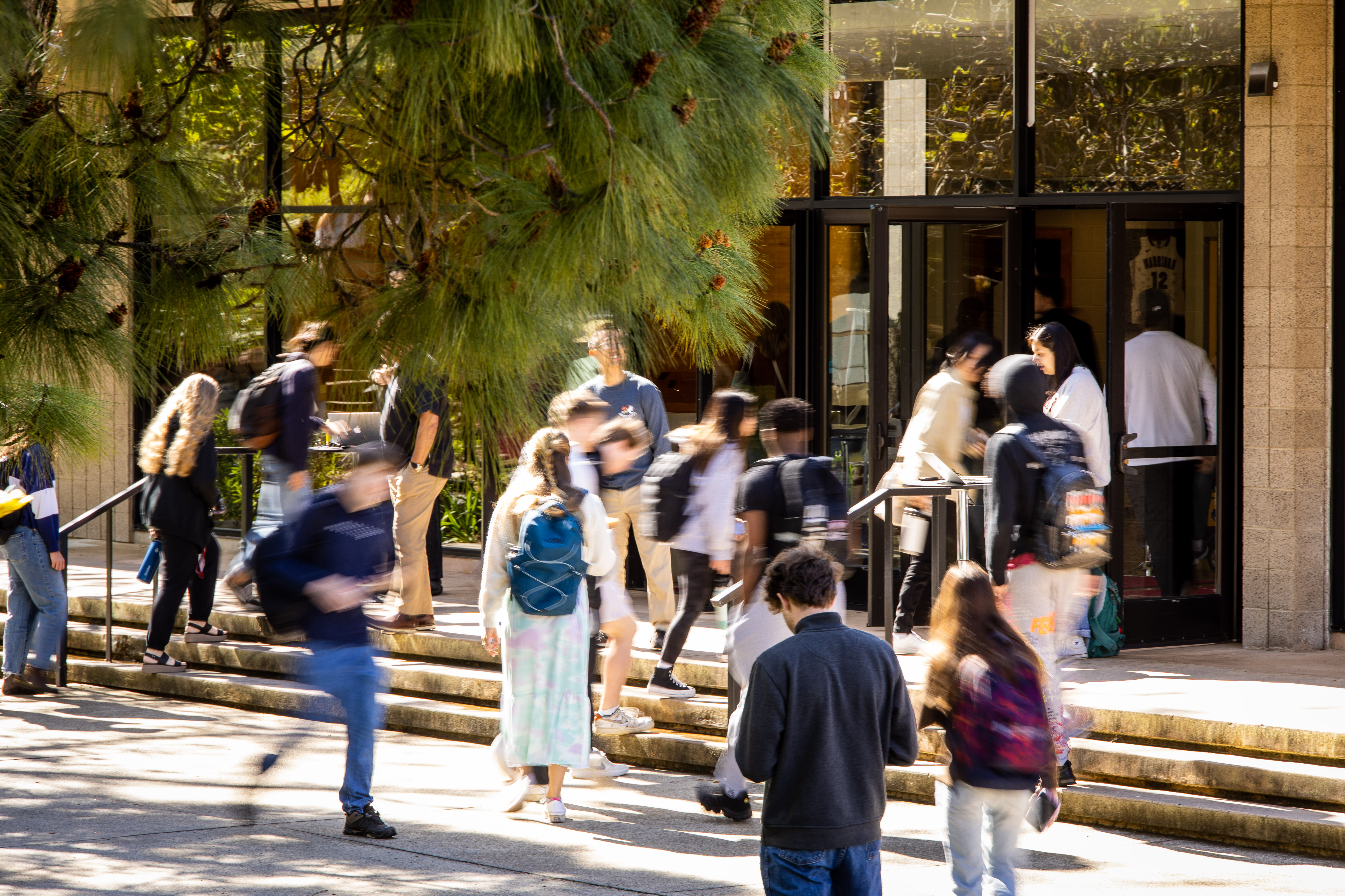 westmont students walking blur