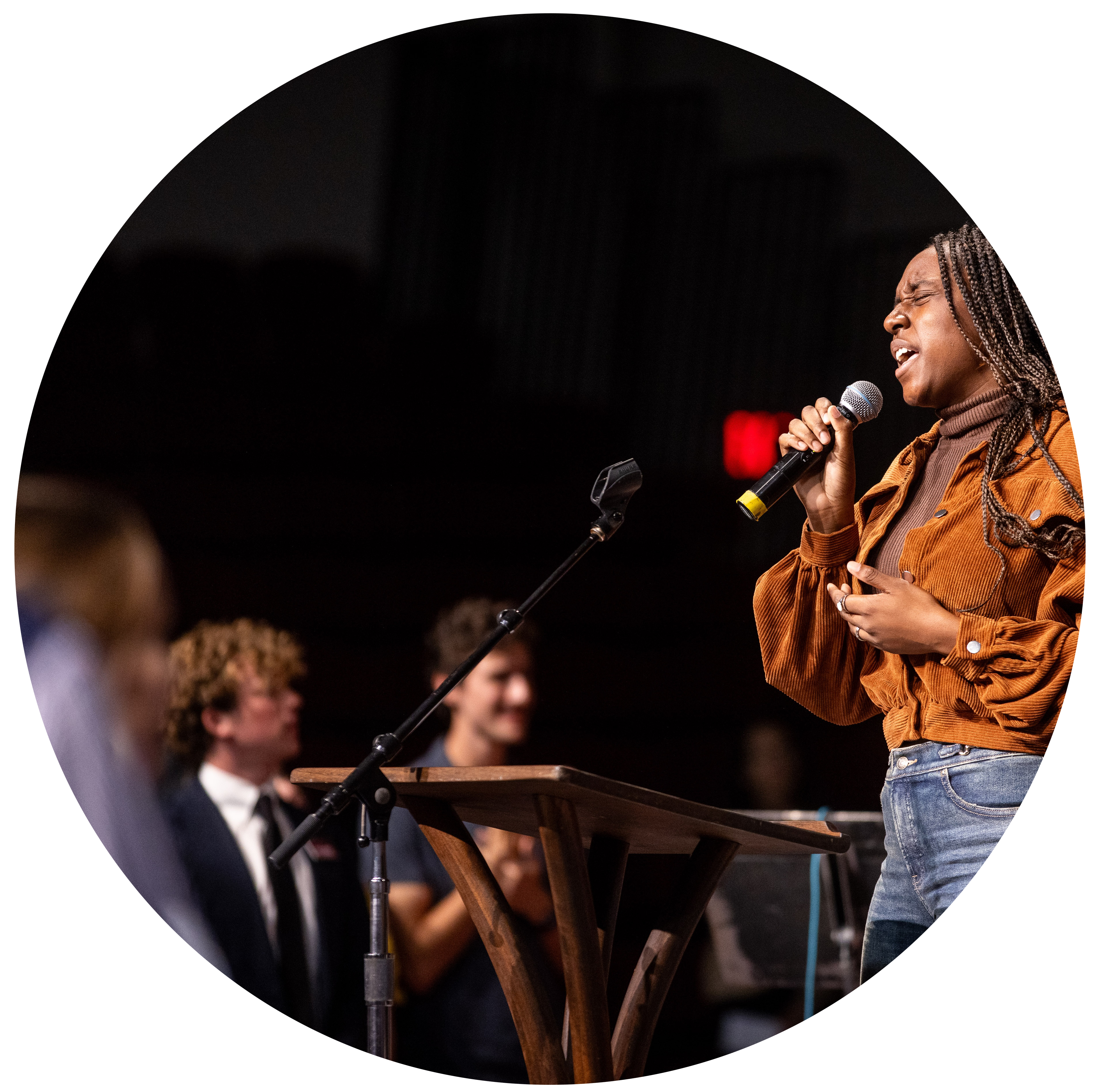 woman singing at westmont chapel